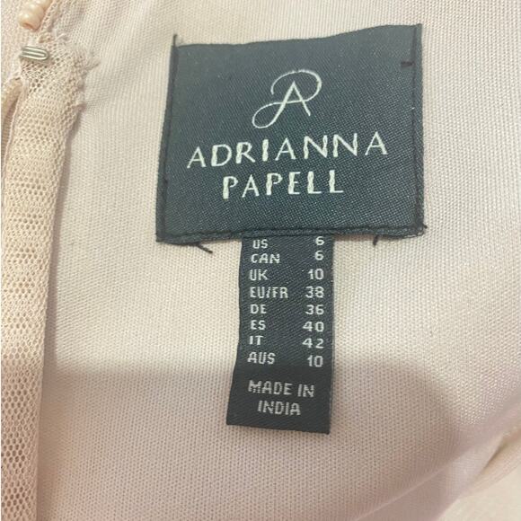 ADRIANNA PAPELL DRESS 6 FLORAL EMBROIDERED BEADED SHEATH SHORT COCKTAIL BEIGE - Picture 3 of 16